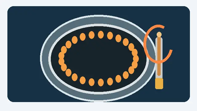 نمای شماتیک محل میله ترموکوپل در کنار شعله اجاق گاز